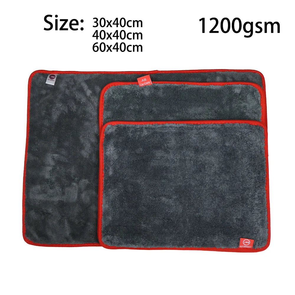 AUTOBRIGHT 1200GSM Microfiber Car Cleaning Towels – Ultra-Soft Wash & Dry Cloths
