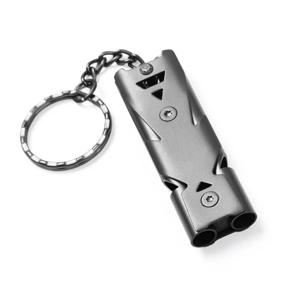 Double Pipe Survival Whistle Keychain – High Decibel Emergency Outdoor Camping Tool 1PC