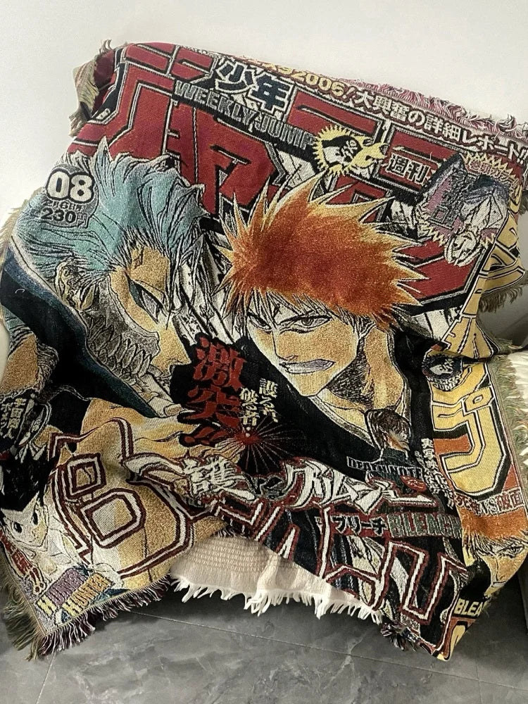 Anime Dragon Ball & One Piece Cotton Blanket – Decorative Sofa & Bed Throw