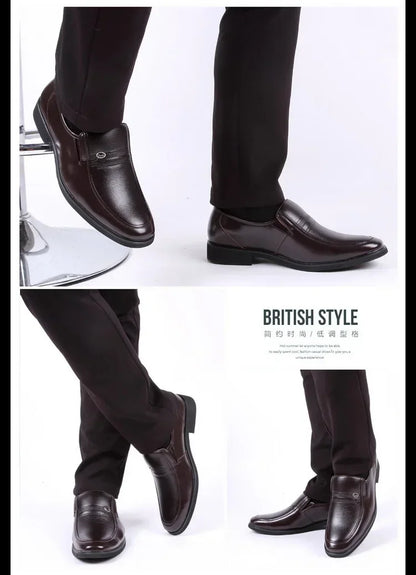 Leather Men's Formal Shoes – Luxury Dress Loafers, Breathable Slip-On Moccasins & Black Driving Shoes (Plus Size 38-44)