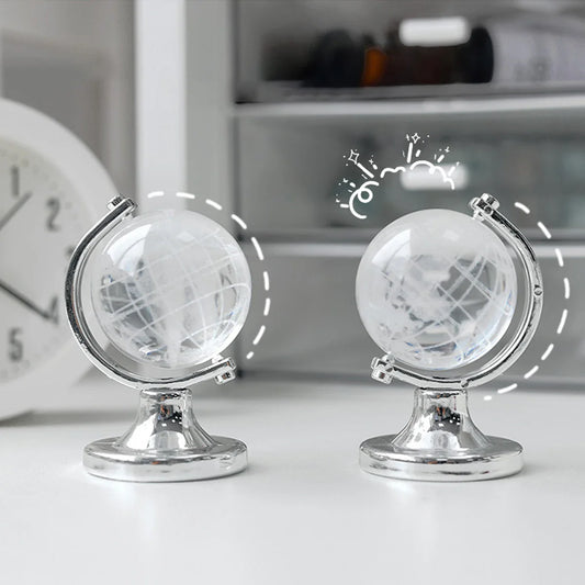 Mini Crystal Globe – Portable World Map Engraving, High Borosilicate Glass Decorative Table Art