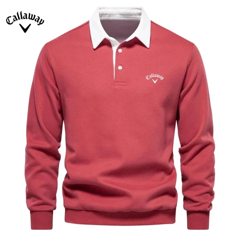 Men's Embroidered Pure Cotton Long-Sleeved Polo Shirt - Fashionable Casual Top for Autumn & Winter