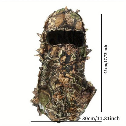 3D Camouflage Leafy Hat - Full Face Hunting Mask Headwear for Turkey Camo, Outdoor Hunting & Tactical Gear
