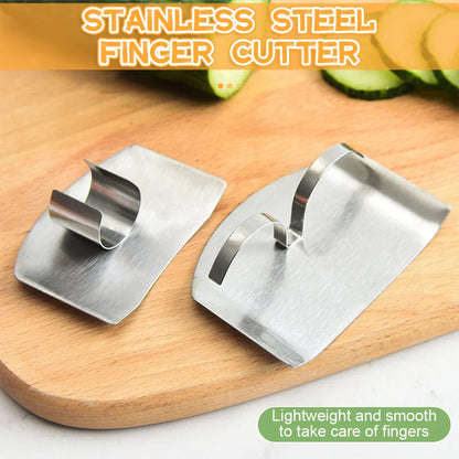 Stainless Steel Finger Protector - Anti-Cut Finger Guard for Safe Vegetable Cutting - Kitchen Gadget Accessory (1/3Pcs)