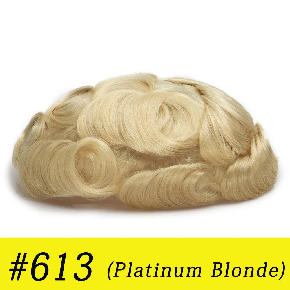 Ultra Thin Skin 0.03mm Men’s Toupee Human Hair Wig – Natural Hair Replacement System Lightweight Male Hairpiece