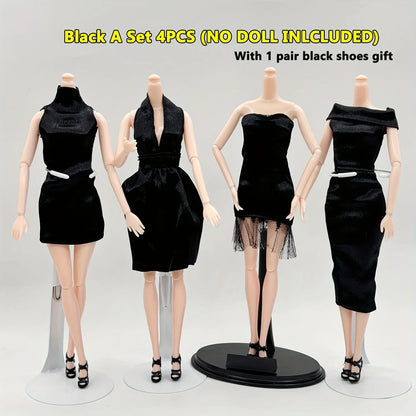 Fashion Black Dress for 11.5in/30cm 1/6 Doll – Clothes Only with Free Pair of Shoes