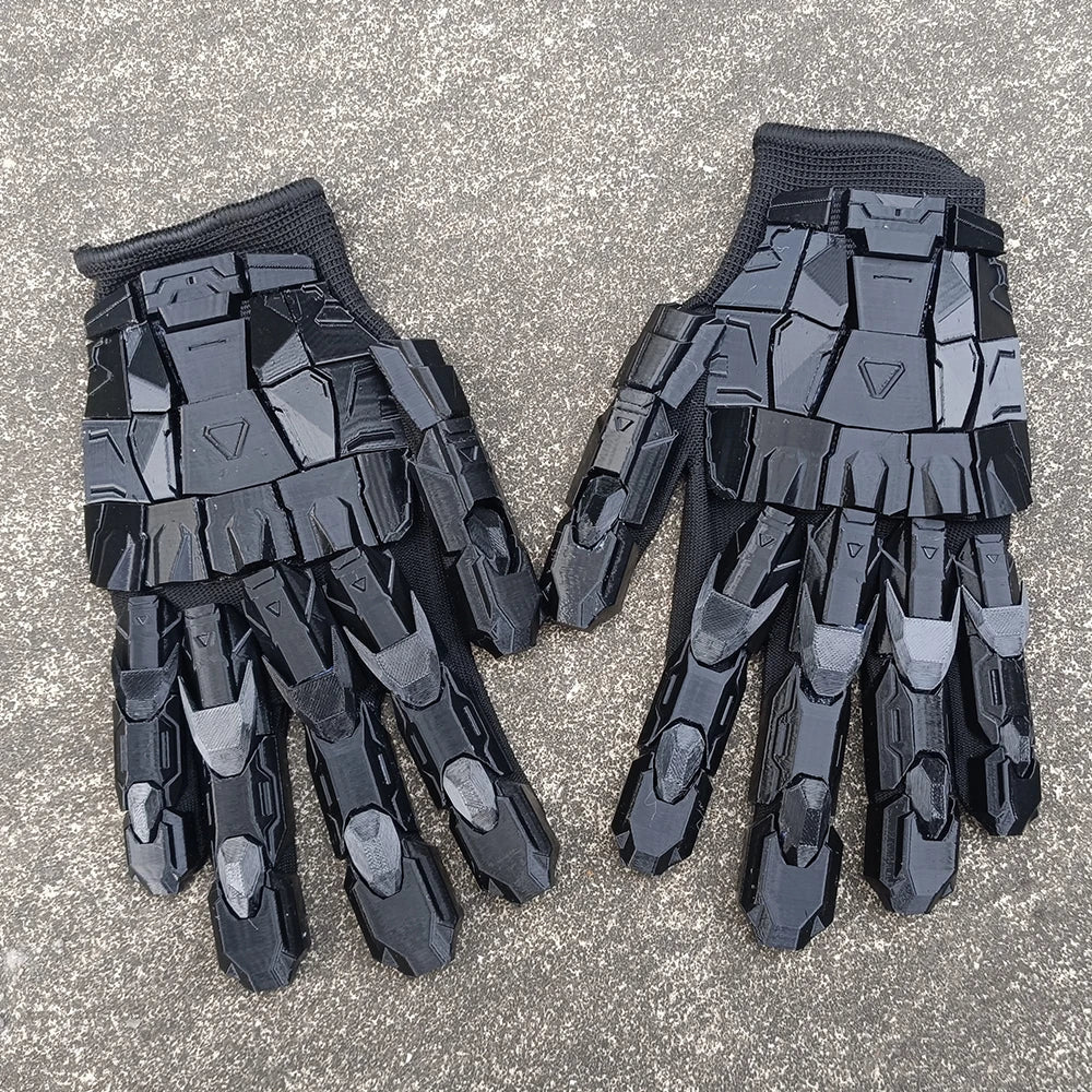 3D Printed Gothic Mechanical Gloves - Handmade Punk Techwear Cosplay Hand Armor