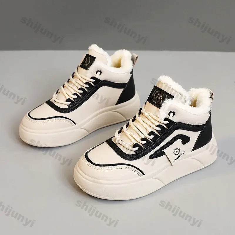Women’s Chunky Sneakers – Autumn Winter Warm Cotton Plush Platform Fashion Shoes