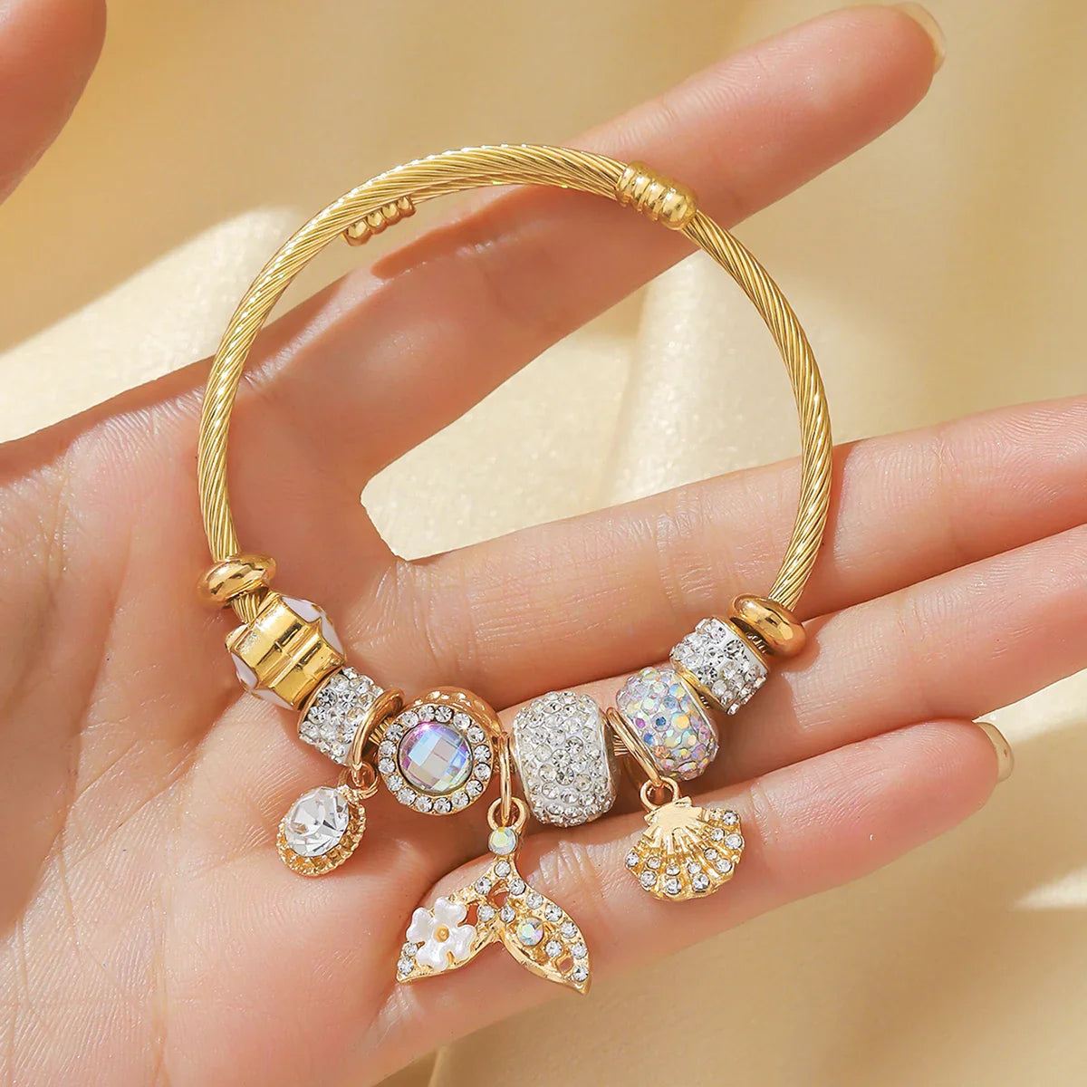 Women's Stainless Steel Pan Family Bracelet – Stylish Multi-Element Accessory for Daily Wear & Gifts