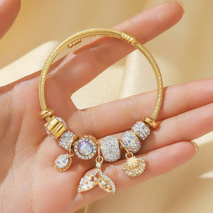 Women's Stainless Steel Pan Family Bracelet – Stylish Multi-Element Accessory for Daily Wear & Gifts