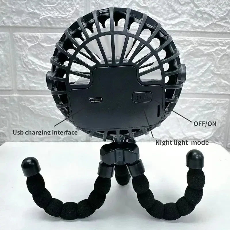Baby Stroller Fan — Handheld Rechargeable USB Bladeless Mini Folding Fan, Silent Portable Neck & Table Cooler