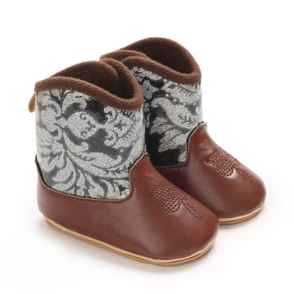Western Denim Baby Winter Boots - Warm Casual First Walker Shoes for Boys & Girls 0-18 Months