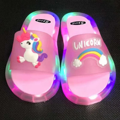 Cartoon Animal Kids’ Slippers - Cute Light-Up Unicorn Shoes for Boys & Girls, Toddler Indoor Bathroom Slippers