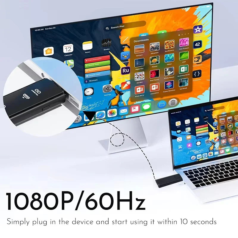 1080p 60m Wireless HDMI Video Transmitter & Receiver — Screen Share Extender Display Adapter Dongle for Home, Cinema, Office, PC to TV