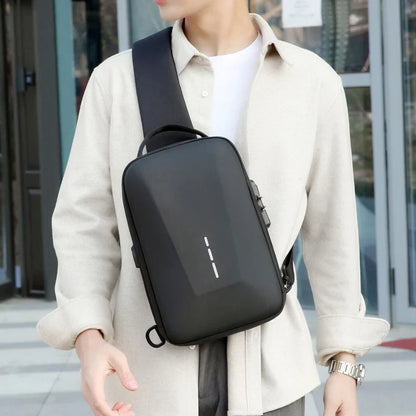 Anti-Theft Combination Lock Chest Bag with USB Charging Port – Men's Fashion Crossbody Travel Shoulder Bag
