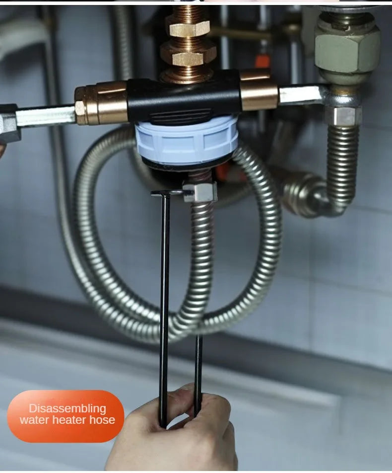 Household Plumbing Repair Tool Set – Flume Sink Wrench, Faucet Key & Hexagon Pipe Wrench (4-Claw Bathroom Tools)