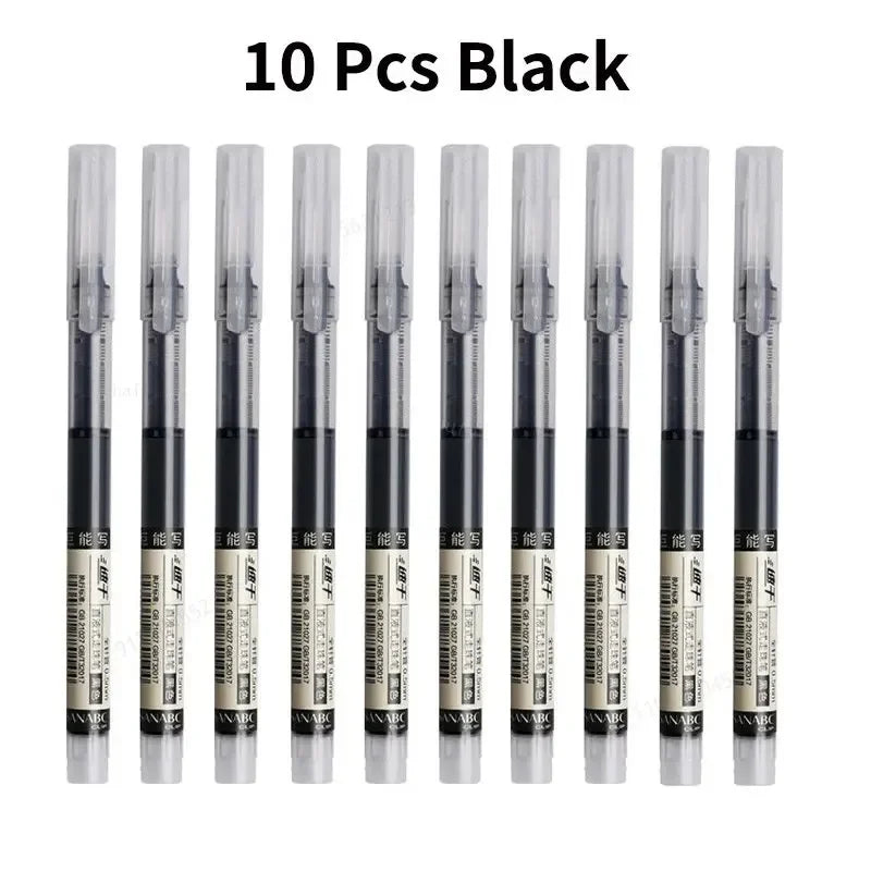 10pcs Needle Tip Gel Pens - High Quality Liquid Ink Ballpoint Pens for School Office Writing & Kawaii Stationery