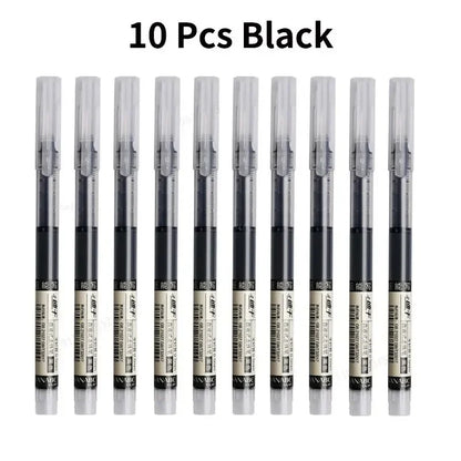 10pcs Needle Tip Gel Pens - High Quality Liquid Ink Ballpoint Pens for School Office Writing & Kawaii Stationery
