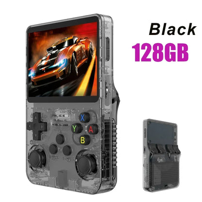 128GB Open Source R36S Video Game Console – Linux System, 3.5 Inch IPS Screen, Orange Portable Pocket Player with 64GB of Best Games