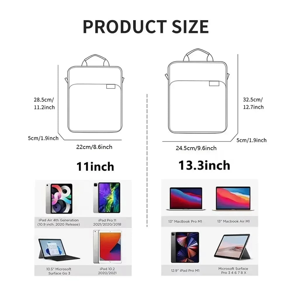 Tablet Bag Case for Samsung Galaxy Tab S11/S10 Plus/Ultra/S9/S8 FE+ — Universal Laptop Pouch Handbag for Tab S11 Lite Accessories