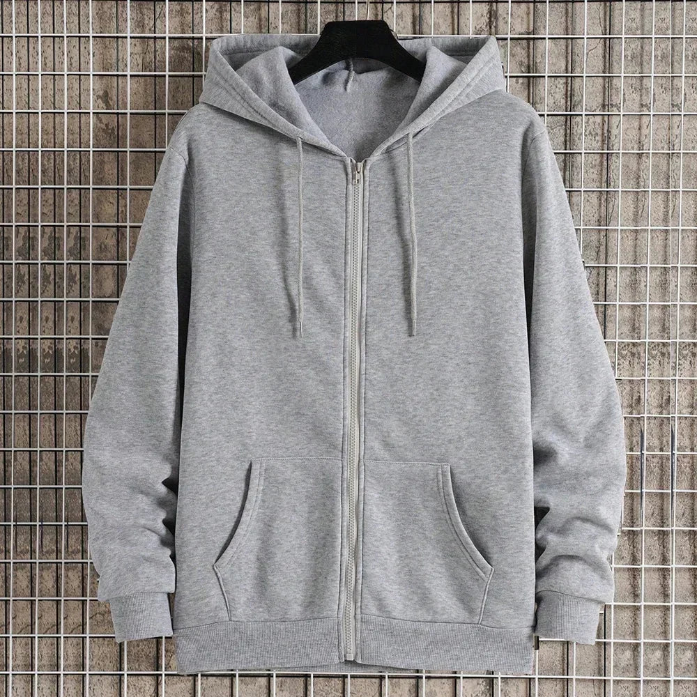 Unisex Oversized Fleece Zipper Hoodie – Y2K Harajuku Style Casual Jacket for Men & Women – Spring, Autumn & Winter Sweatshirt