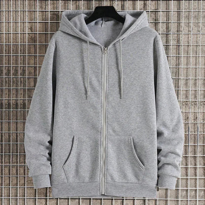 Unisex Oversized Fleece Zipper Hoodie – Y2K Harajuku Style Casual Jacket for Men & Women – Spring, Autumn & Winter Sweatshirt