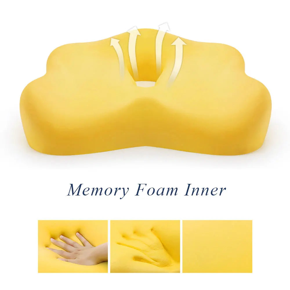 Memory Foam Seat Cushion for Back & Sciatica Pain Relief – Prostate Support Hip Shaping Cushion