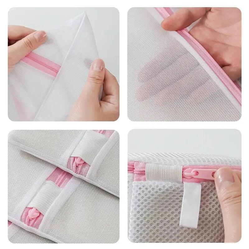 Transparent Zippered Laundry Mesh Pocket Set - 2Pcs/7Pcs, 6 Sizes, Reusable & Sturdy for Washing Machine Protection