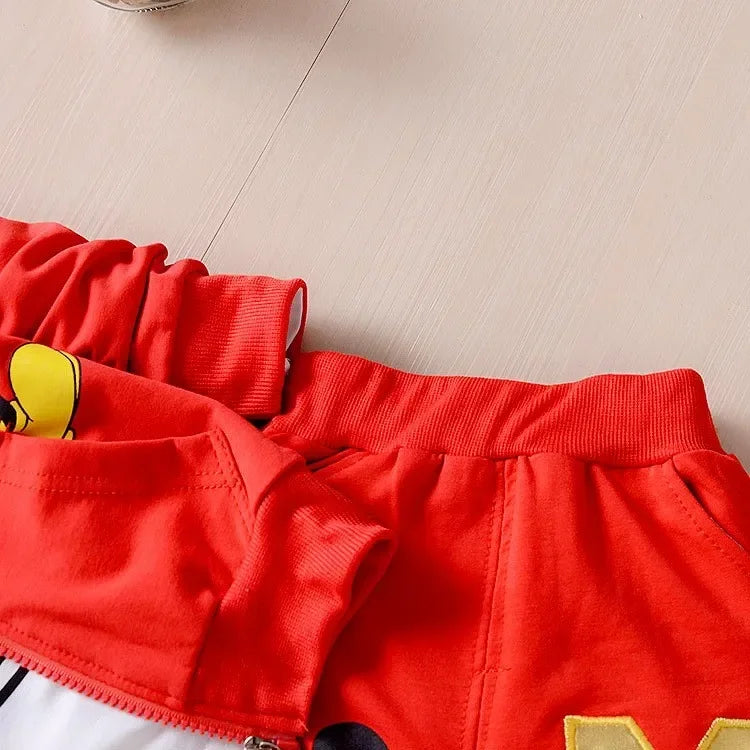 Boys Spring & Autumn Clothing Set – Mickey Cotton Hooded Coat, T-shirt & Pants 3PCS Casual Sportswear
