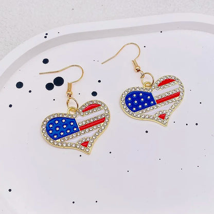 USA Flag Hat Wing Charms Earrings - Patriotic 4th of July Rainbow Flag Dangle Jewelry for Women & Girls