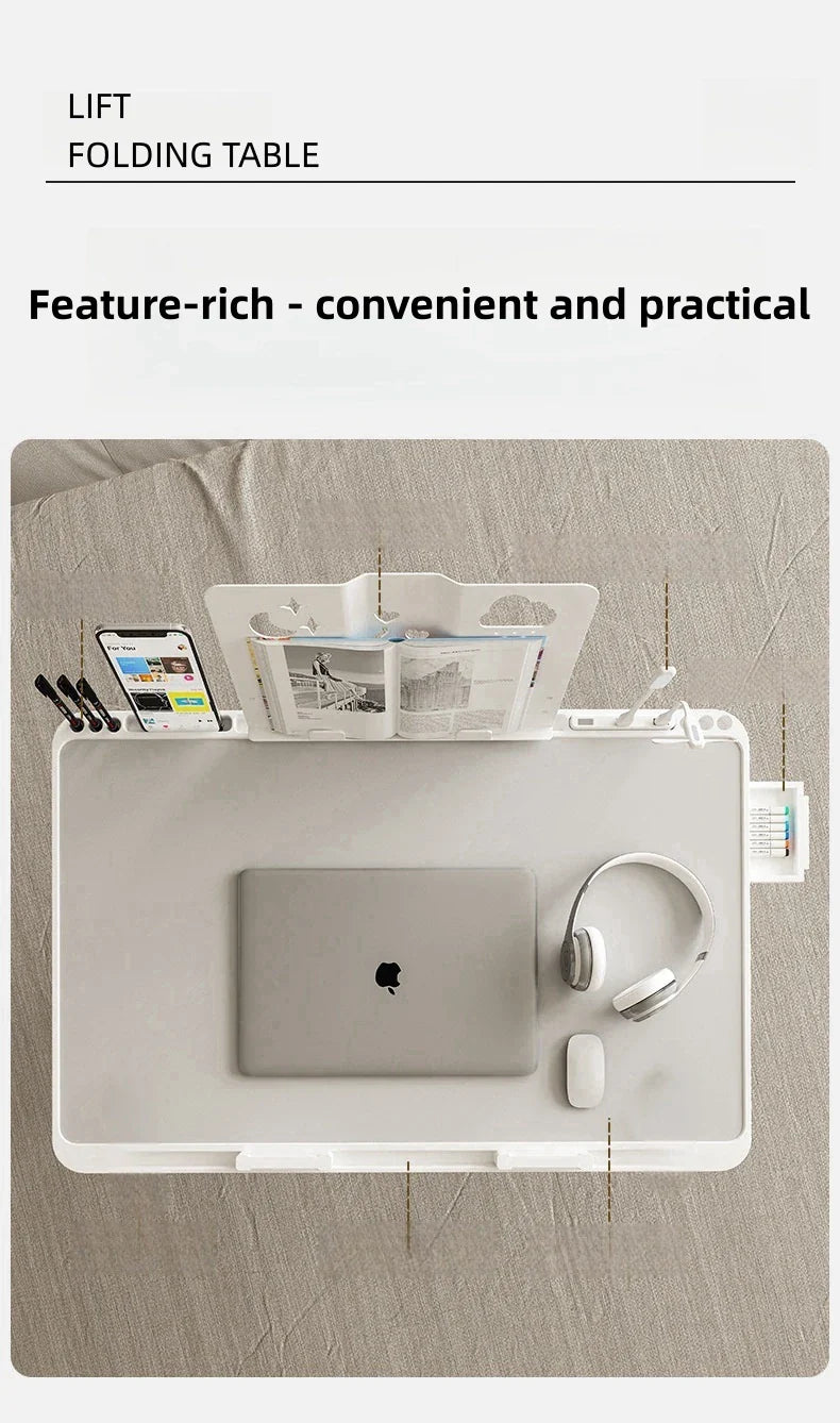 Adjustable Laptop Bed Tray Table – Portable Foldable Standing Desk with Storage Drawer for Sofa & Lap Use