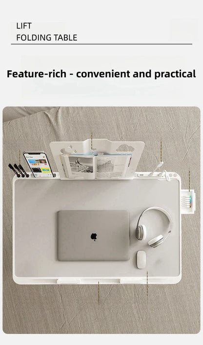 Adjustable Laptop Bed Tray Table – Portable Foldable Standing Desk with Storage Drawer for Sofa & Lap Use
