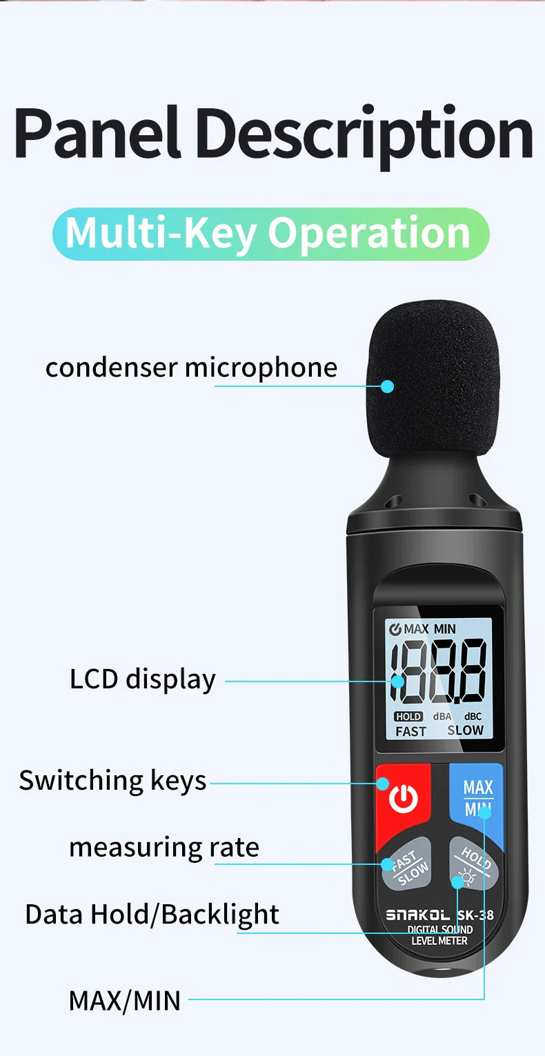 Digital Sound Level Meter — Portable Audio & Noise Decibel Meter 30-130dB