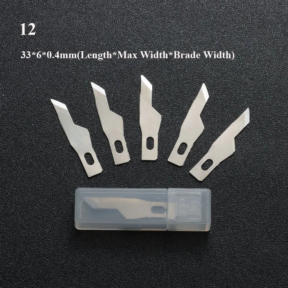 10pcs Non-Slip Metal Craft Knife Blades – Precision Engraving & Cutter Tools for PCB Repair & Mobile Phone Scalpel