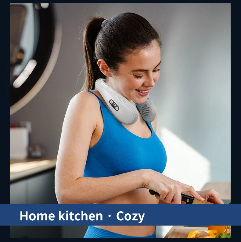 Portable Neck Fan 5200mAh – Rechargeable Wearable Semiconductor Cooling Fan, Personal Outdoor Neck Air Conditioner