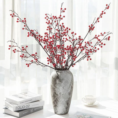 Artificial Holly Plant with Red Berries – Mini Decorative Bonsai for Home, Table, Garden, Festival, Party, Wedding, DIY Gifts