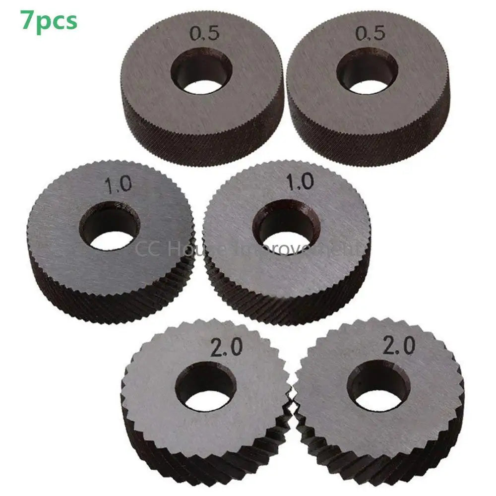 Dual Wheel Knurling Tool Kit — 7PCS Steel Lathe Knurling Set with 0.5mm, 1mm & 2mm Linear Pitch Wheels