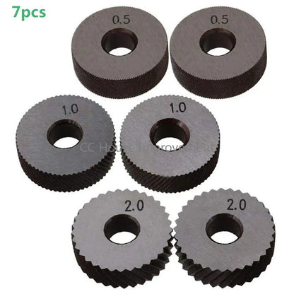 Dual Wheel Knurling Tool Kit — 7PCS Steel Lathe Knurling Set with 0.5mm, 1mm & 2mm Linear Pitch Wheels
