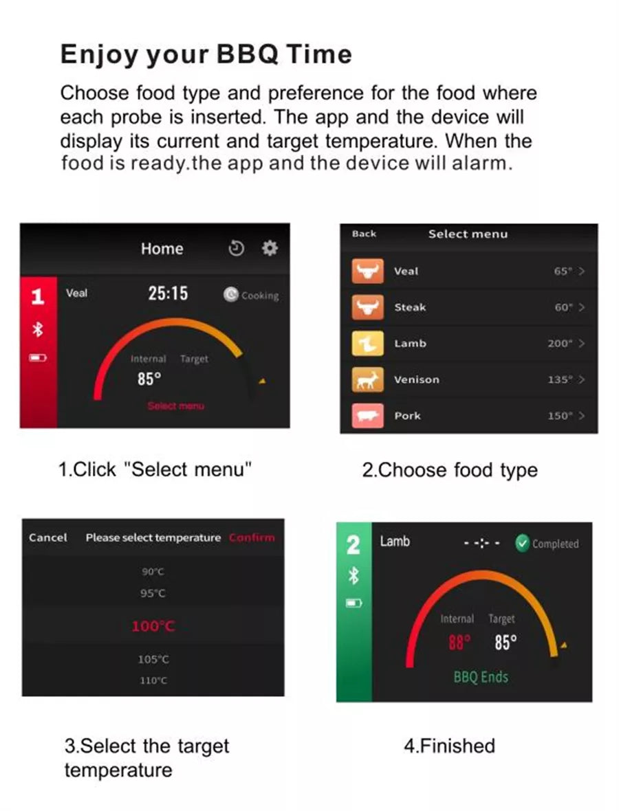 Bluetooth Wireless Meat Thermometer: Newest Kitchen Cooking Tool for Oven, Grill, BBQ - Accurate Steak Temperature Meter with Barbecue Accessories