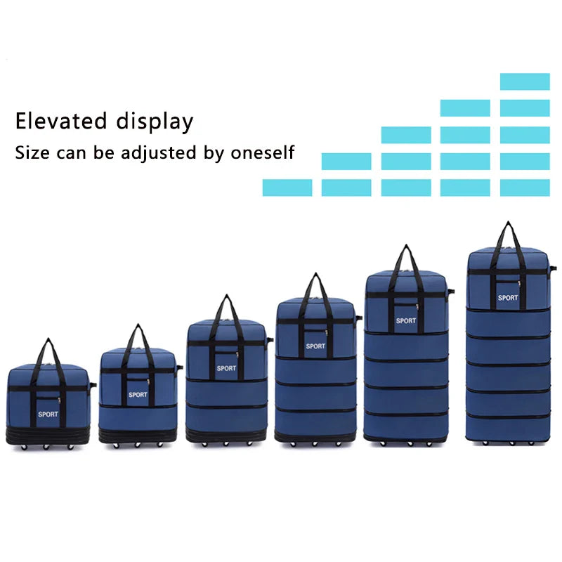 5-Layer Folding Wheeled Travel Bag – Large Capacity Waterproof Durable Luggage for Weekend Trips & Overnight Travel