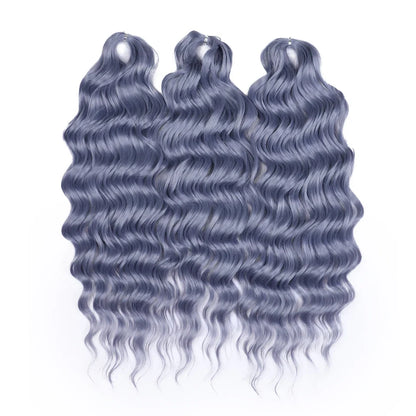 FASHION IDOL 24" Deep Wave Crochet Hair - 3-Piece Synthetic Water Wave Braiding Extensions, Ombre Rainbow Twist Hair