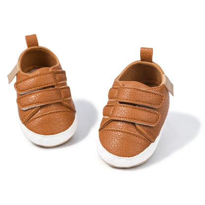 Classic Baby Casual Sneakers – Vintage PU Leather, Soft Rubber Sole, Slip-Resistant Infant Shoes in 4 Colors