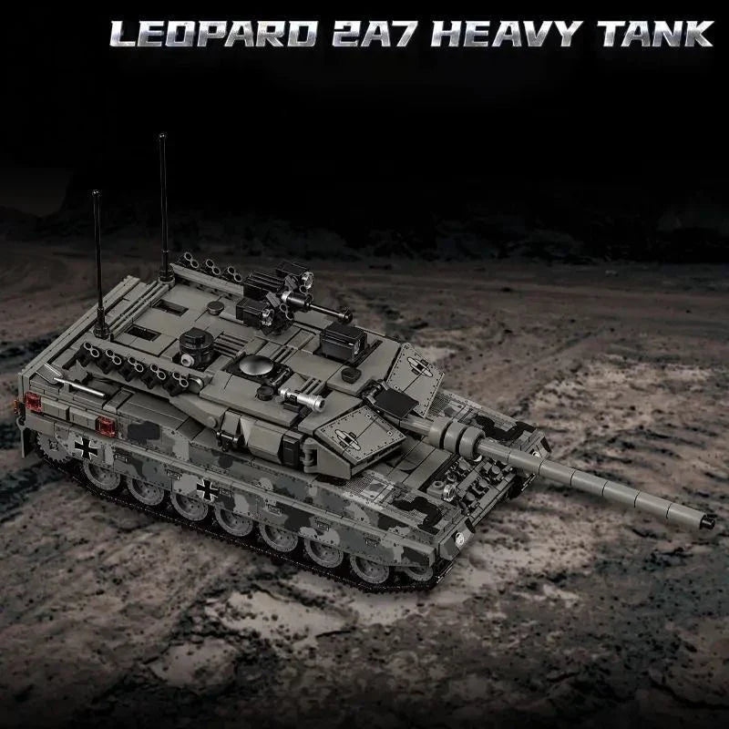 Military Tank Building Blocks Set - Leopard 2A7 Heavy Tank Model Bricks Toy for Boys, Adults & Christmas Gifts