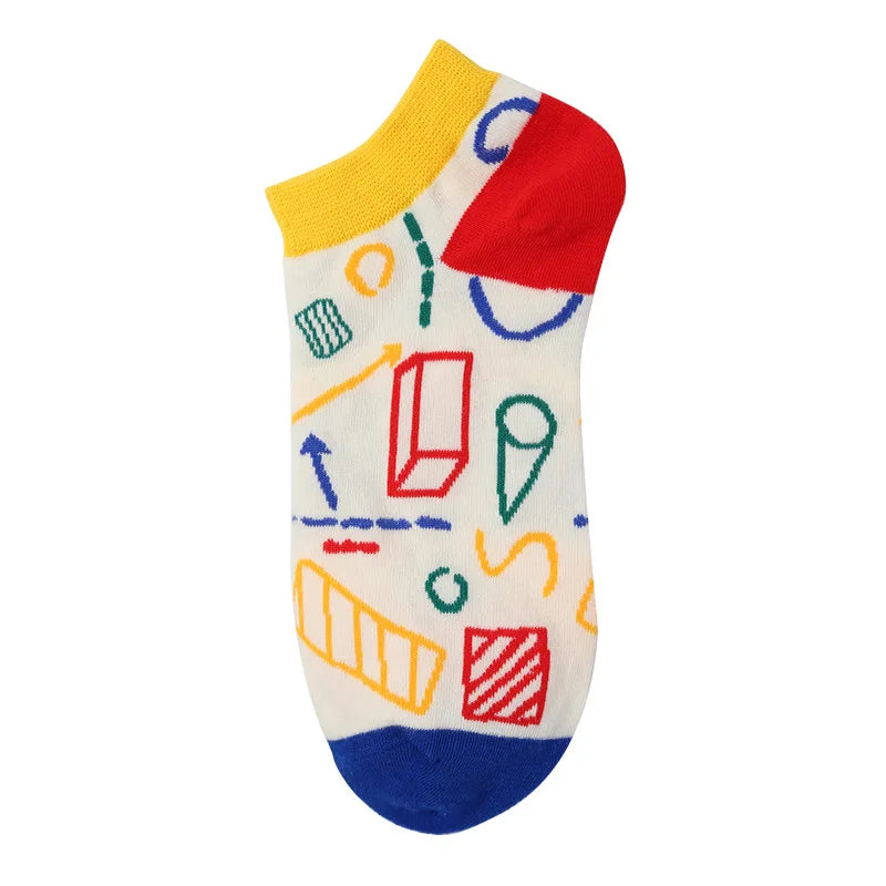 40-Style Colorful Cotton Ankle Socks – Fashion Novelty Short Socks for Men & Women, Funny Animal, Food & Avocado Casual Designs