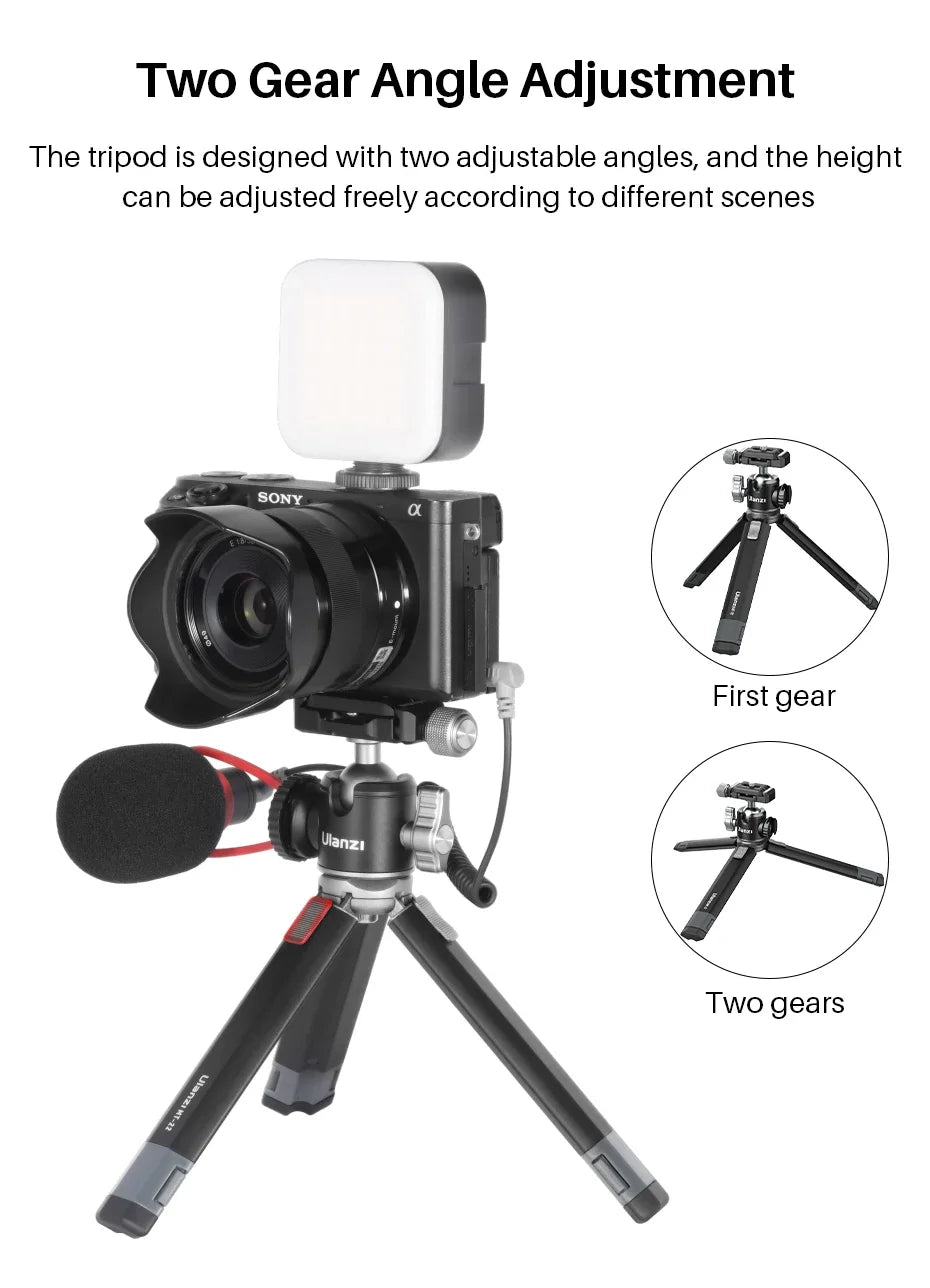 Ulanzi MT-24 Vlog Lite Metal Tripod – Extendable Monopod with Ballhead, Cold Shoe, Arca Quick Release, 1/4" Mount, 2.5KG Max Load