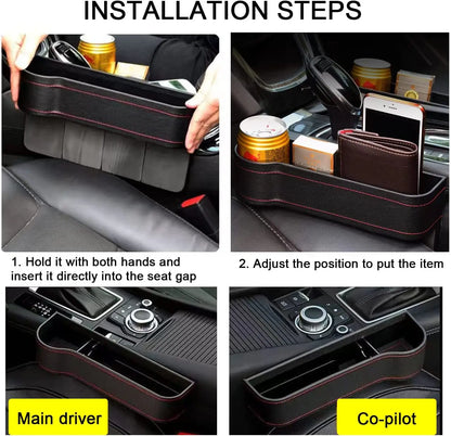 Car Seat Gap Filler Organizer – Leather Multifunctional Storage Box for Car Seat Gap Management & Automotive Accessories