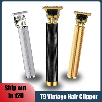 Vintage T9 Electric Hair Clipper, Rechargeable Professional Men’s Hair Cutting Machine, Barber Shaver & Beard Trimmer Tool