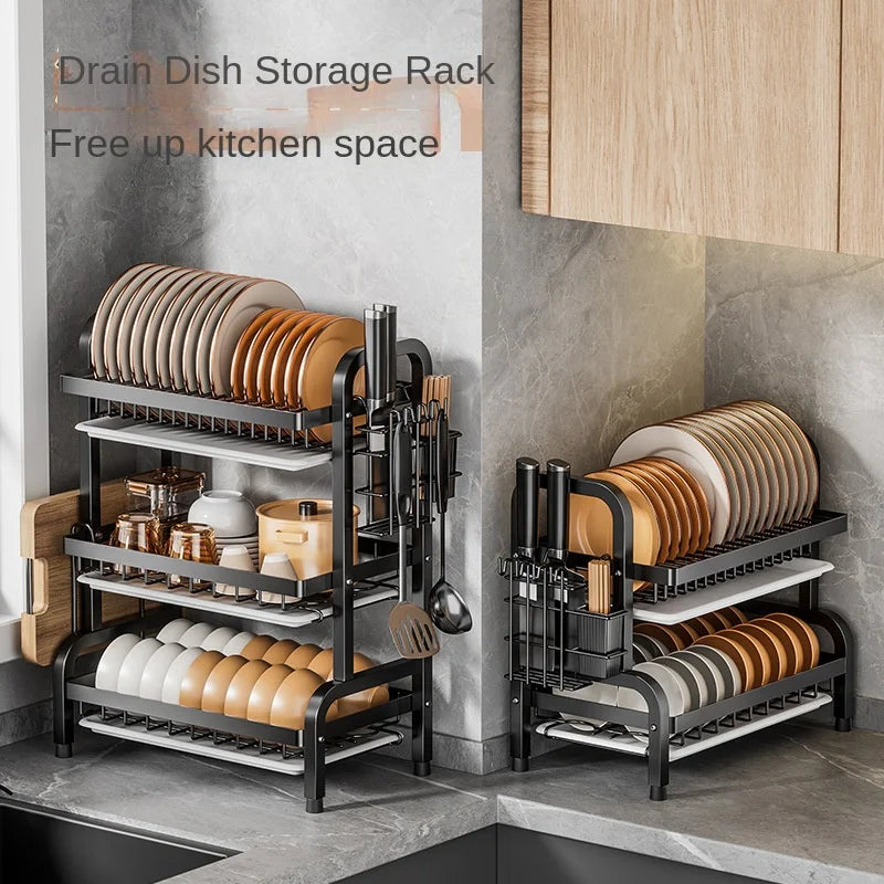 Household Multifunctional Bowl Rack – Stainless Steel Shelf Storage, Drain Rack, Tableware and Cupboard Organizer, Kitchen Dish Rack