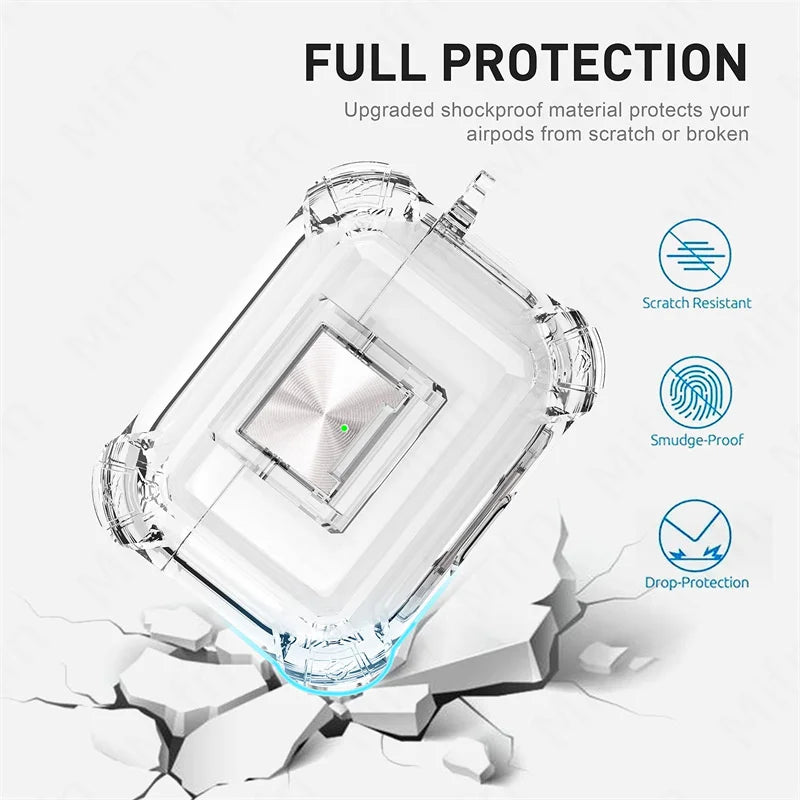 Carbon Fiber Shockproof Case for AirPods Pro 1/2 & AirPods 3 – Protective Headset Cover with Switch