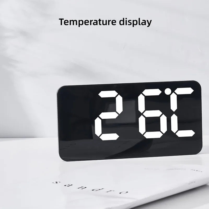 Voice Control Large Digital Wall Clock – LED Display with Temperature, Date, Week, DST, Snooze, Dual Alarm, 12/24H, Wall-Mounted or Table Use